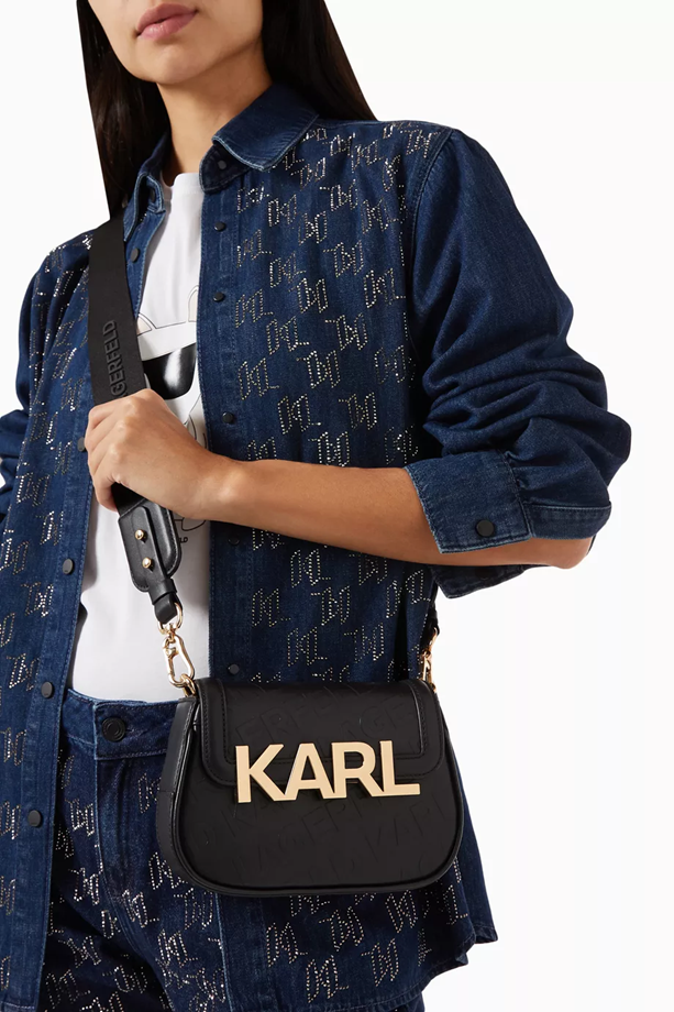 Cuero | Original K/Letters Embossed Crossbody Bag in Leather