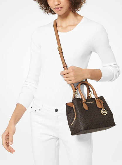 Cuero | PRE-LOVED Camille Small Logo and Leather Satchel In Brown