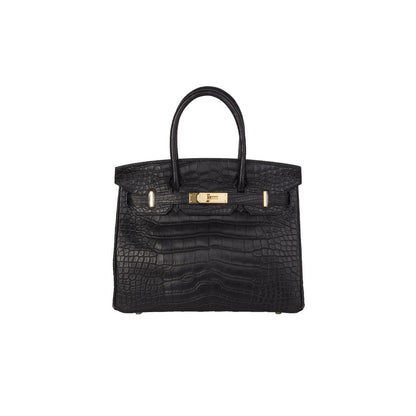 Cuero | Black Matte Crocodile Birkin Bag