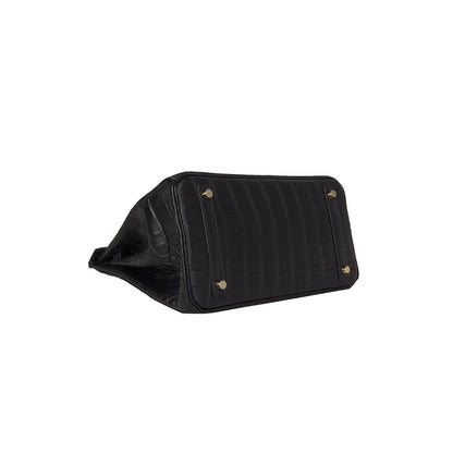 Cuero | Black Matte Crocodile Birkin Bag