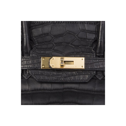 Cuero | Black Matte Crocodile Birkin Bag