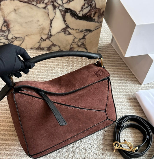 Cuero | Burgundy Suede Geometric Top Handle Bag