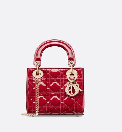 Cuero | Mini Lady Bag Cherry Red Patent Cannage Calfskin