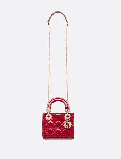 Cuero | Mini Lady Bag Cherry Red Patent Cannage Calfskin