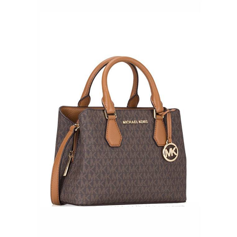 Cuero | PRE-LOVED Camille Small Logo and Leather Satchel In Brown