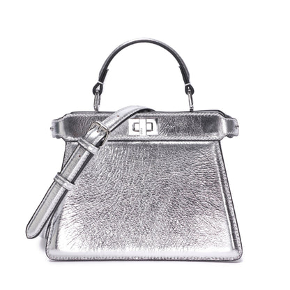 Cuero | Peekaboo Silver Leather Bag
