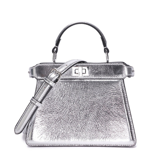 Cuero | Peekaboo Silver Leather Bag
