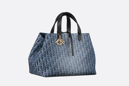 Cuero | Large Toujours Blue Denim Oblique Jacquard Bag