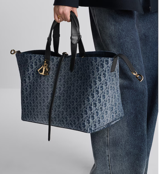 Cuero | Large Toujours Blue Denim Oblique Jacquard Bag