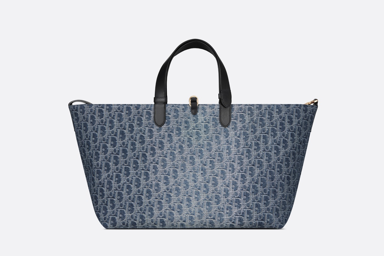 Cuero | Large Toujours Blue Denim Oblique Jacquard Bag