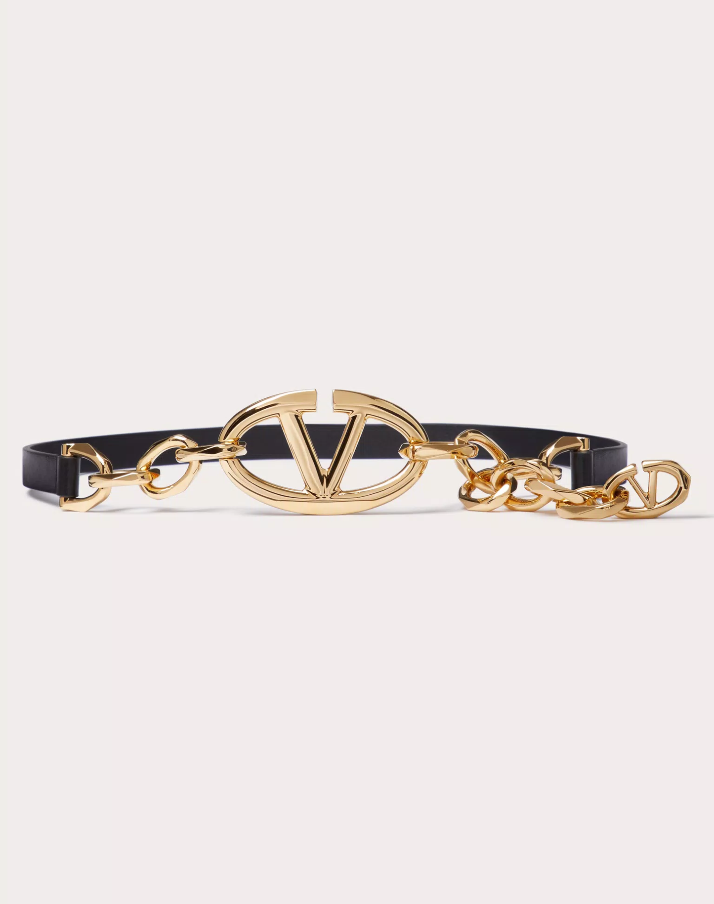 Cuero | VLOGO SIGNATURE SHINY CALFSKIN BELT WITH CHAIN