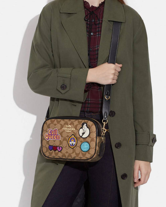 Cuero | X Disney Jamie Camera Bag In Signature Canvas With Patches CC151 Bag Gold Khaki Multi