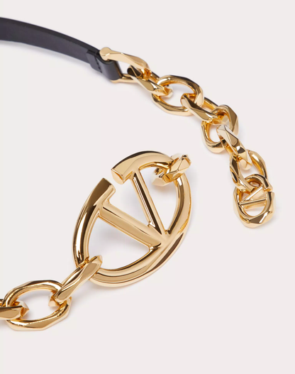 Cuero | VLOGO SIGNATURE SHINY CALFSKIN BELT WITH CHAIN