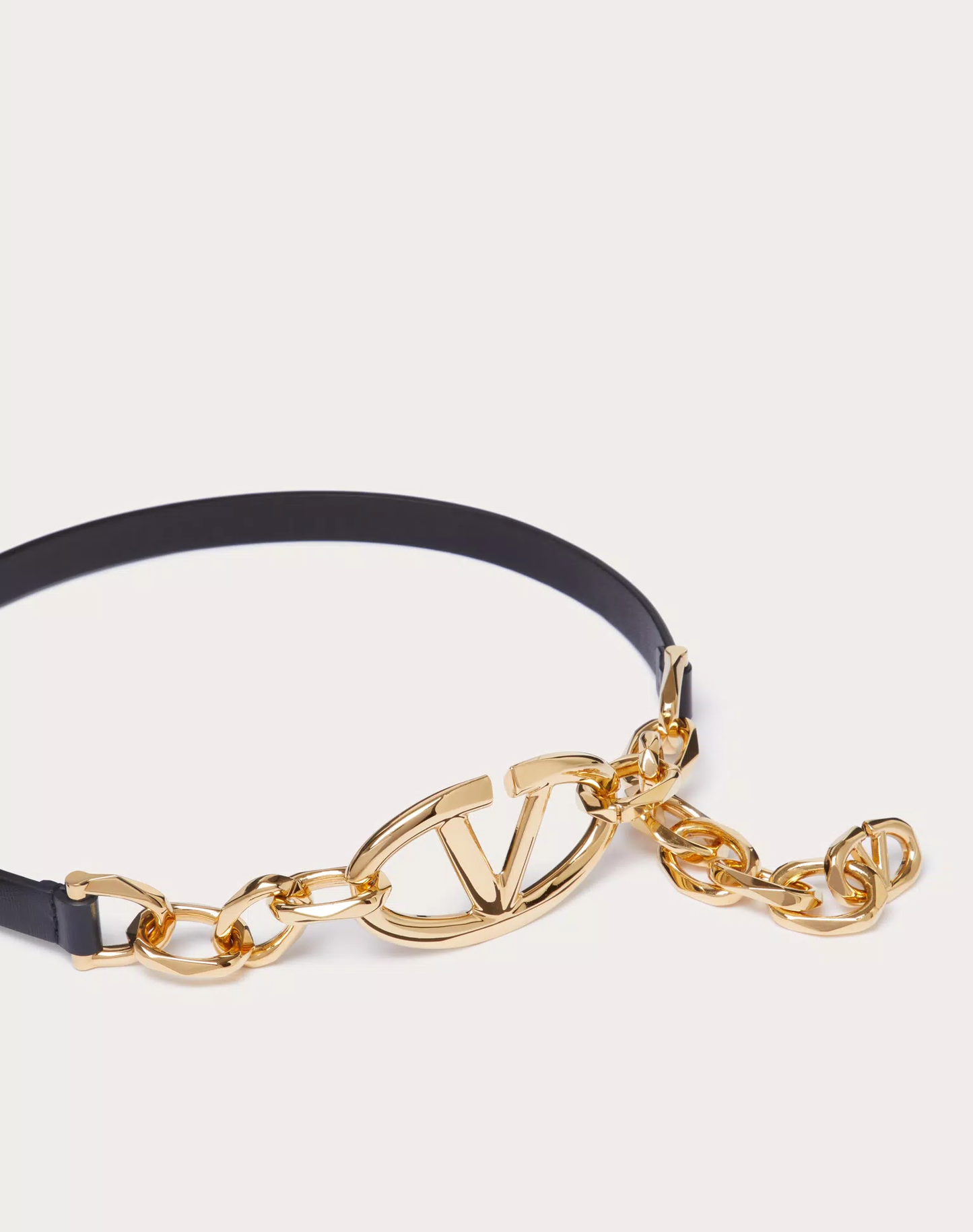Cuero | VLOGO SIGNATURE SHINY CALFSKIN BELT WITH CHAIN
