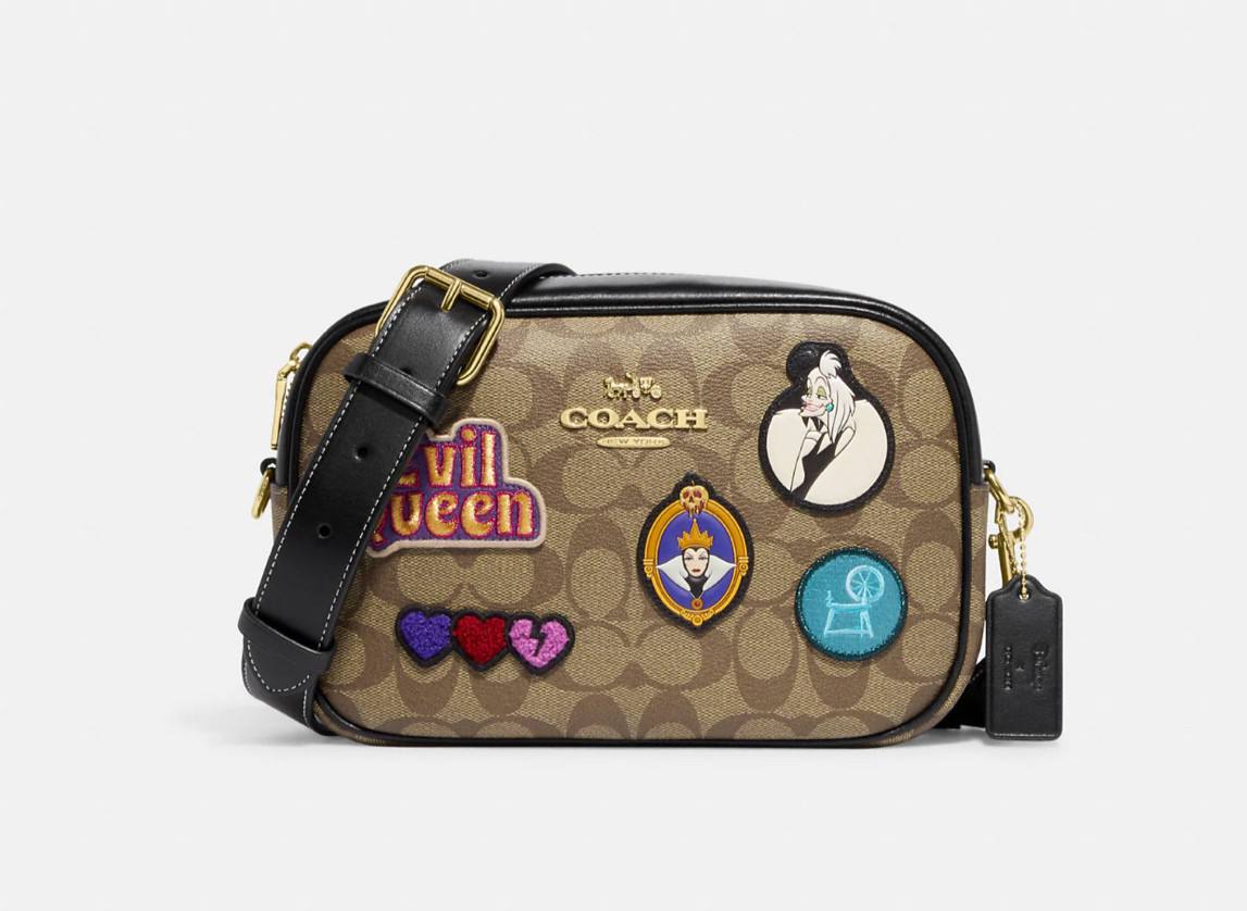 Cuero | X Disney Jamie Camera Bag In Signature Canvas With Patches CC151 Bag Gold Khaki Multi