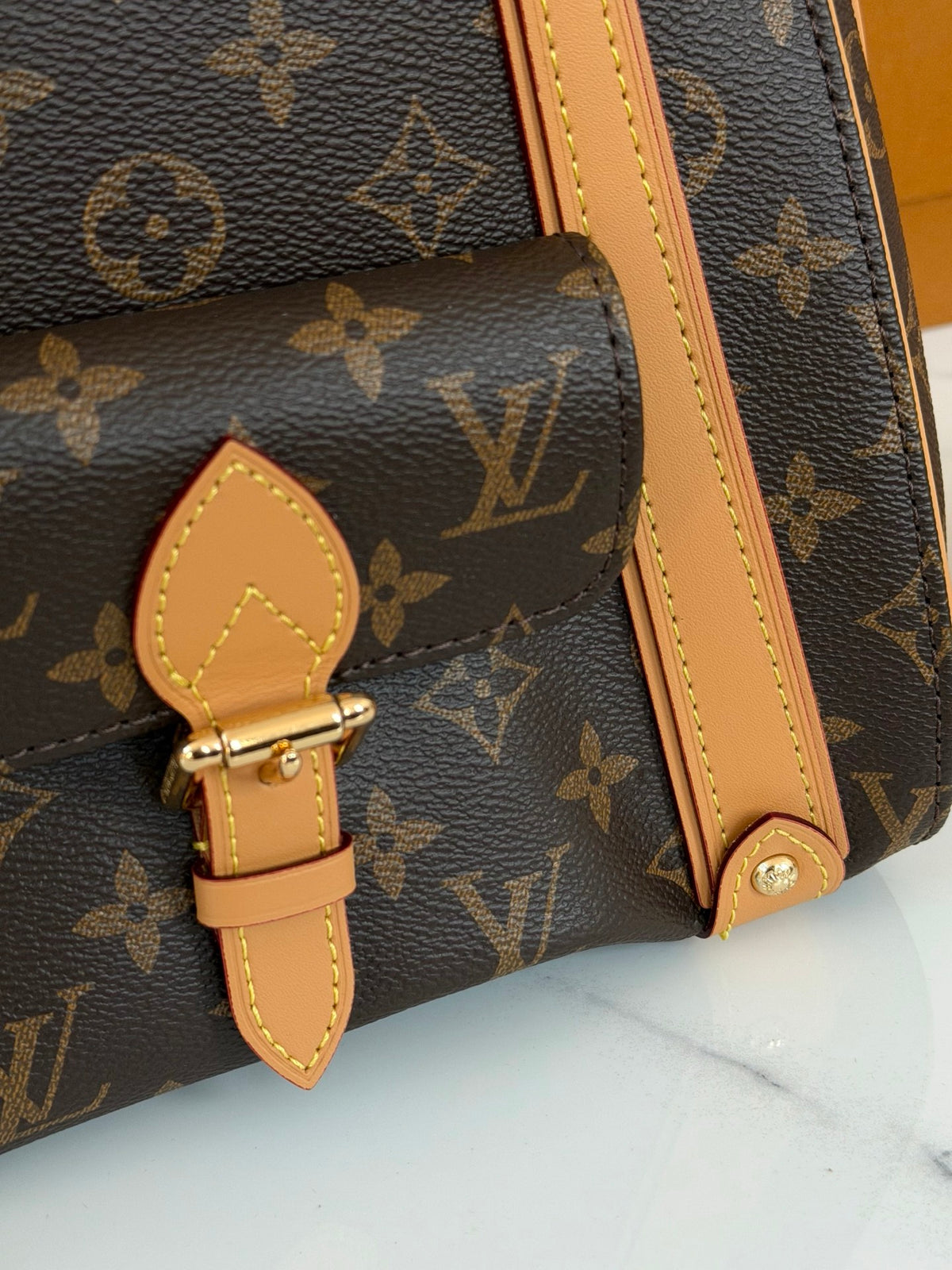 Cuero | Signature Monogram Bowling Top Handle Bag - Brown Monogram