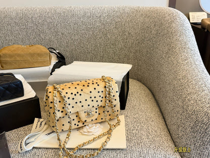 Cuero | Mini Flap Bag Beige Polka Dot