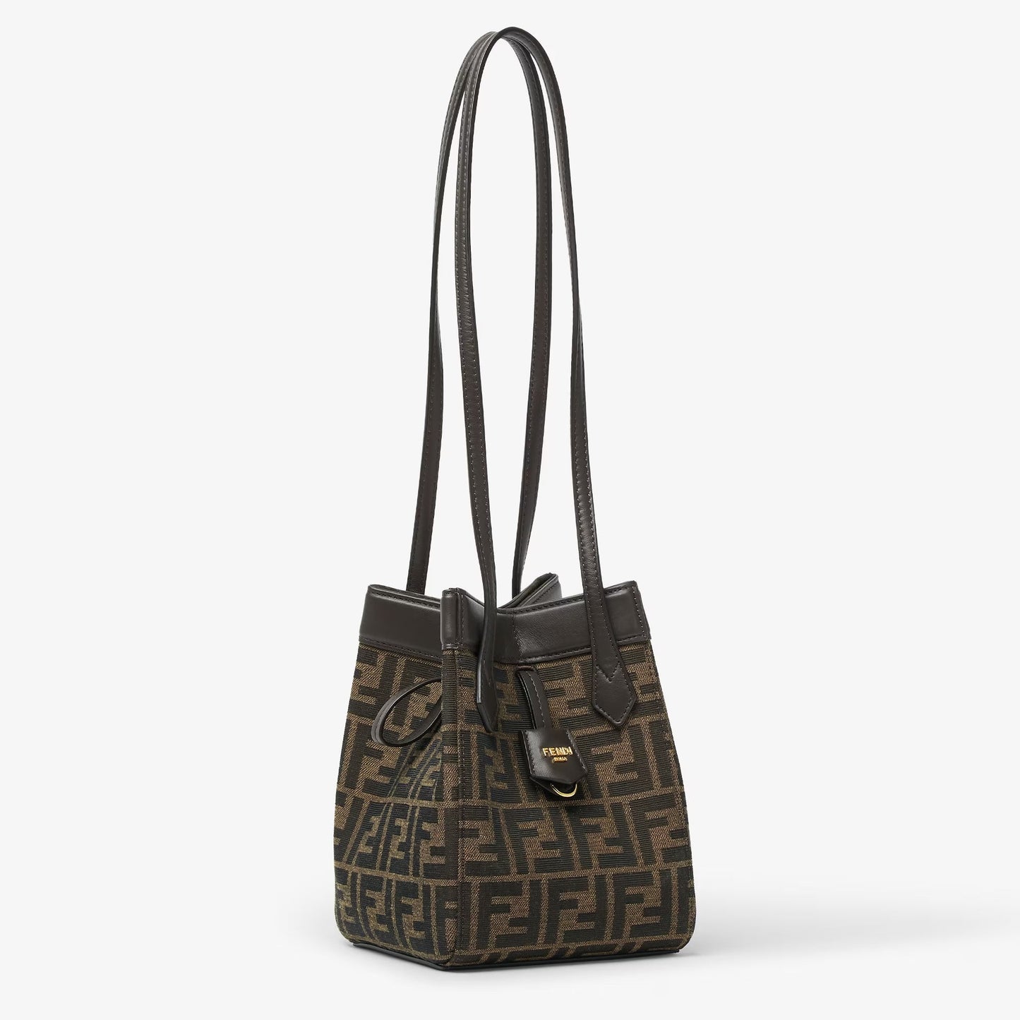 Cuero | Origami Mini Brown FF jacquard fabric mini bag