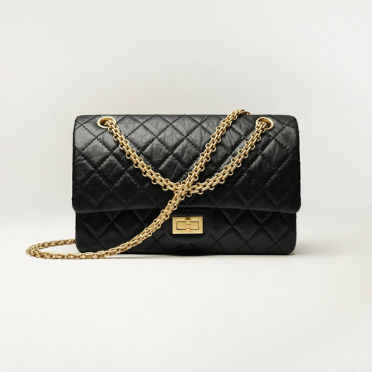 Cuero | Aged Calfskin & Gold-Tone Metal Black