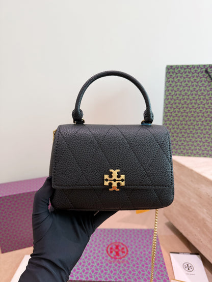 Cuero | Quilted Top Handle Mini Bag Black
