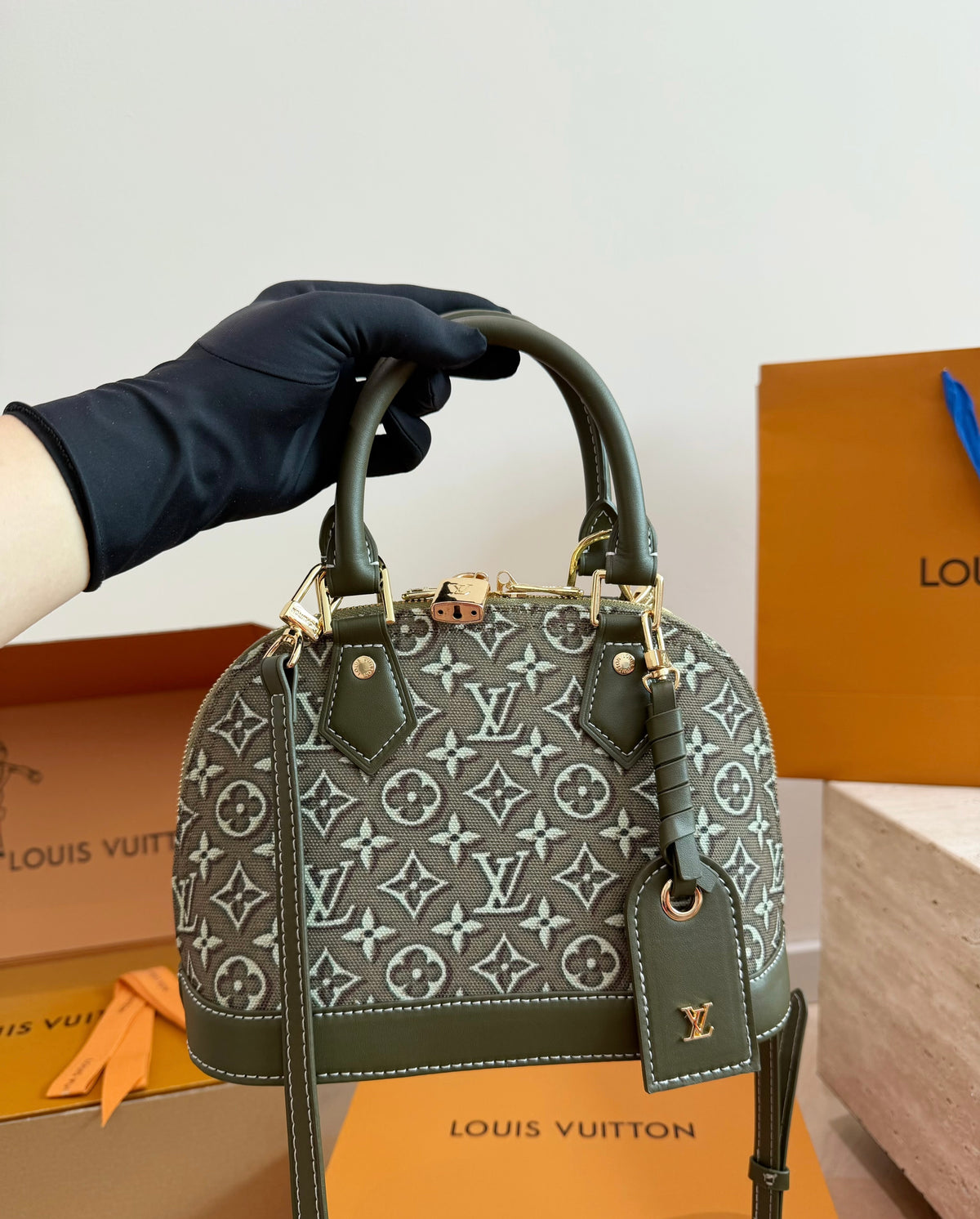 Cuero | Mini Monogram Jacquard Dome Top Handle Bag - Olive Green
