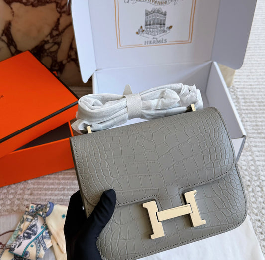 Cuero | Croc-Embossed Leather Flap Bag