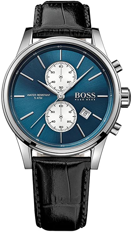 Cuero | Original Hugo Boss Men's Blue Dial Leather Band Watch 1513283
