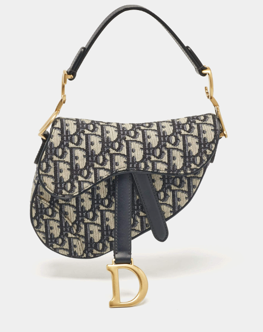 Cuero | Navy Blue Oblique Canvas Saddle Bag