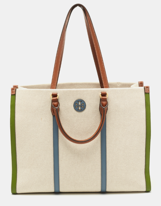 Cuero | Beige Canvas and Leather Blake Shopper Tote