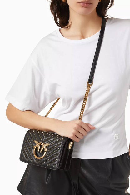 Cuero | Classic Love Click Chevron Studs Black-Antique Gold Bag