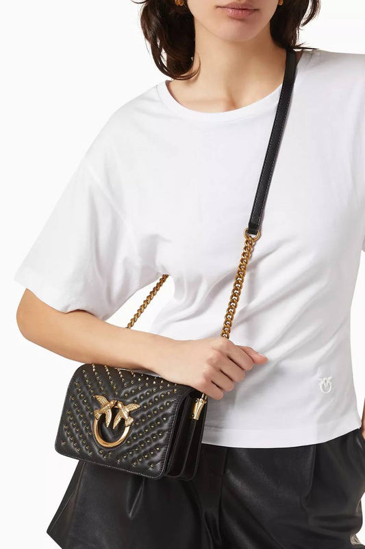 Cuero | Classic Love Click Chevron Studs Black-Antique Gold Bag