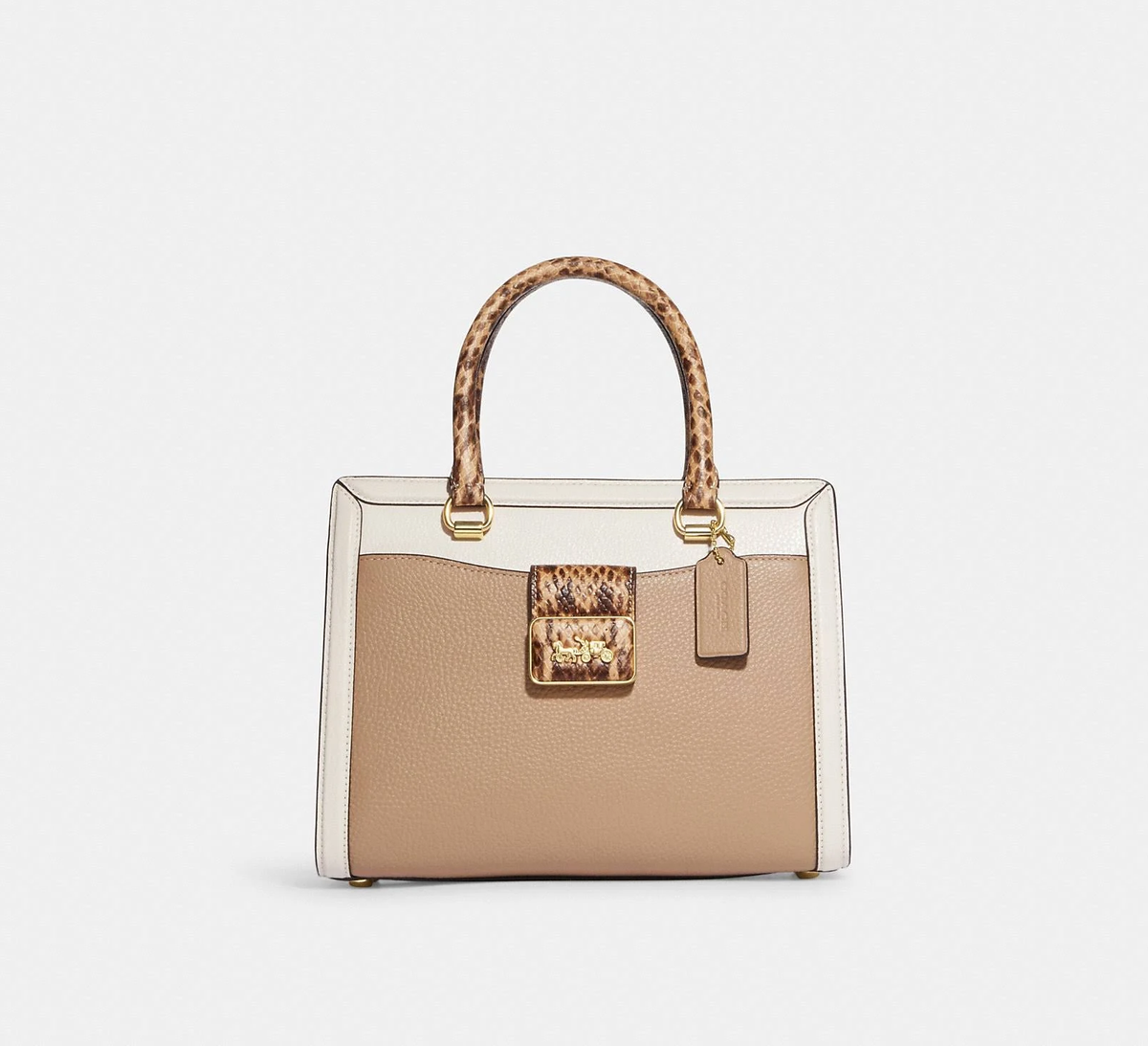 Cuero | Original Grace Carryall in Colorblock in Beige