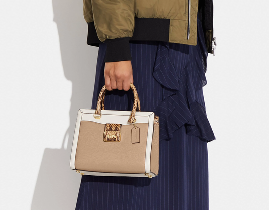 Cuero | Original Grace Carryall in Colorblock in Beige