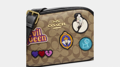 Cuero | X Disney Jamie Camera Bag In Signature Canvas With Patches CC151 Bag Gold Khaki Multi