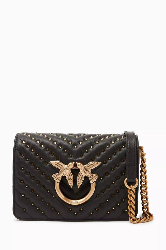 Cuero | Classic Love Click Chevron Studs Black-Antique Gold Bag