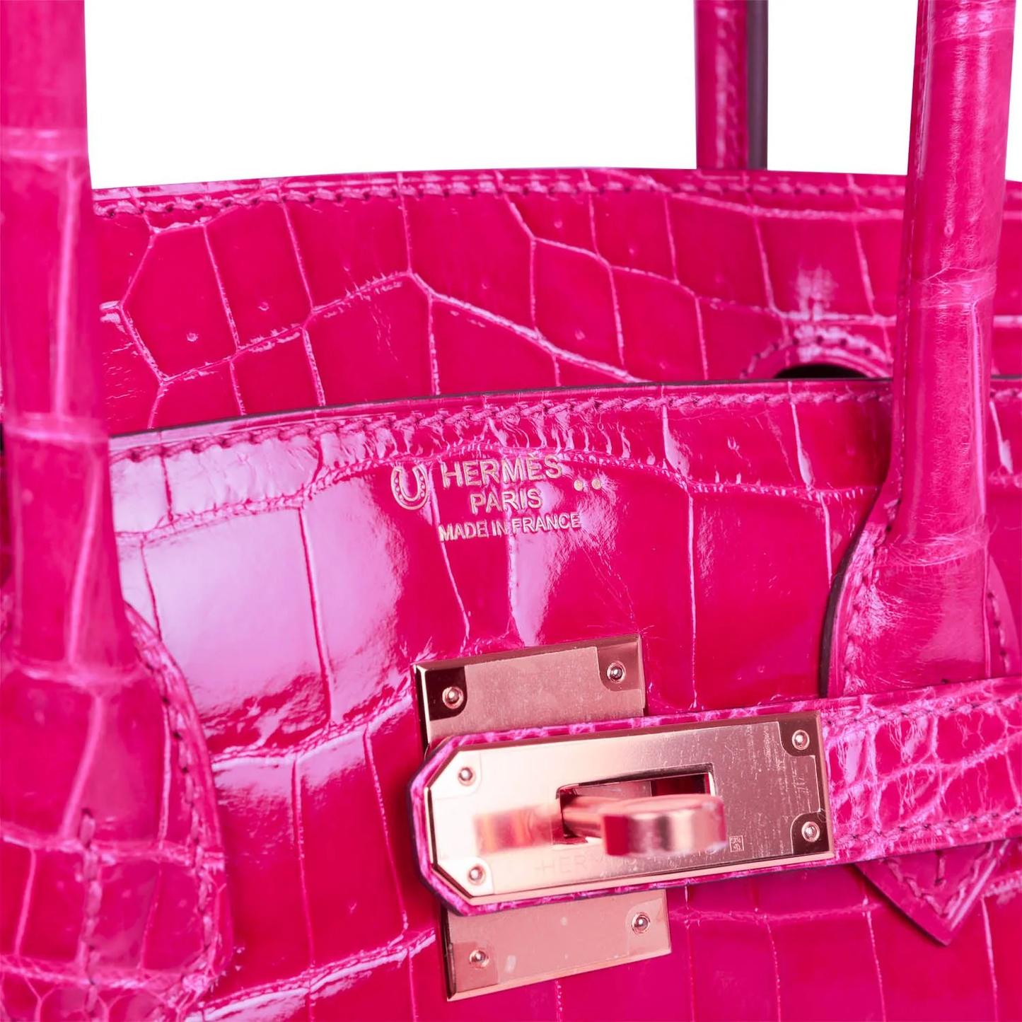 Cuero | Birkin Shiny Crocodile Gold Hardware Bag