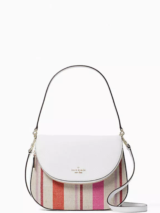 Cuero | Original Kate Spade New York Leila Striped Canvas Shoulder Bag