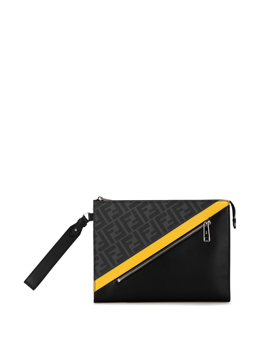 Cuero | Diagonal Front Zip clutch bag