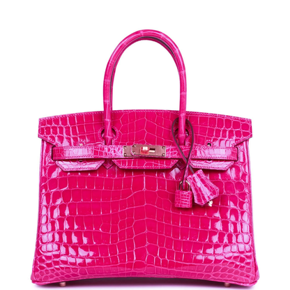Cuero | Birkin Shiny Crocodile Gold Hardware Bag