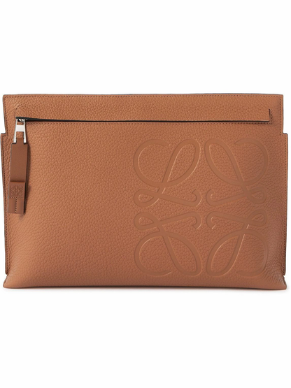 Cuero | Brand T Logo-Debossed Full-Grain Leather Pouch