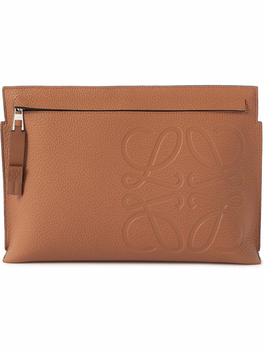 Cuero | Brand T Logo-Debossed Full-Grain Leather Pouch