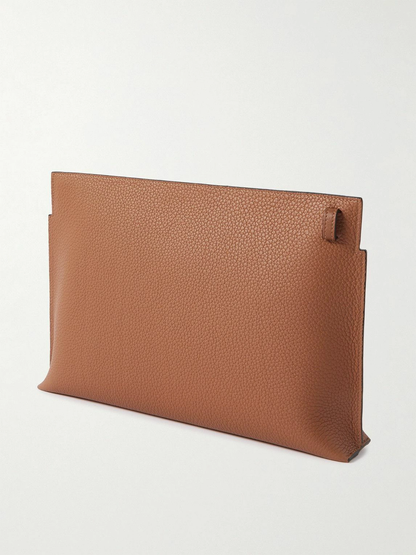 Cuero | Brand T Logo-Debossed Full-Grain Leather Pouch