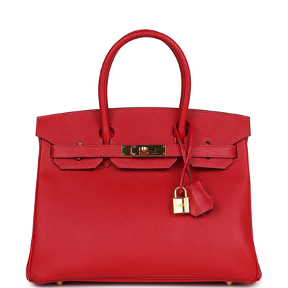 Cuero | Birkin Red Leather Gold Hardware