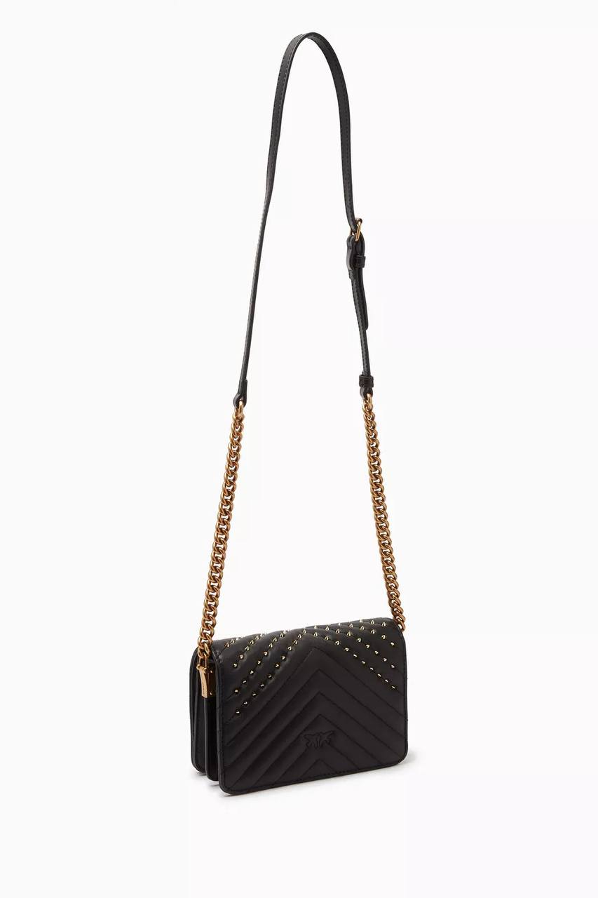 Cuero | Classic Love Click Chevron Studs Black-Antique Gold Bag