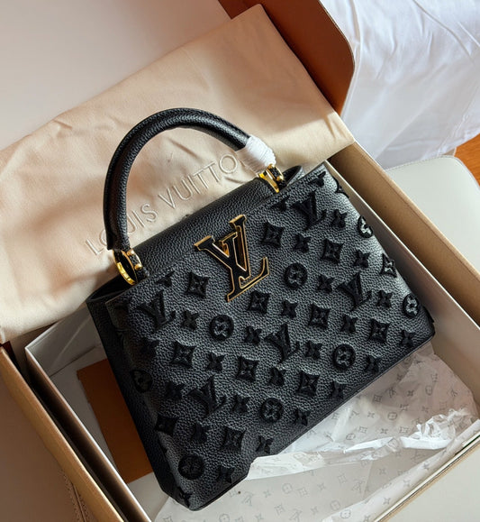 Cuero | Embossed Monogram Top-Handle Bag