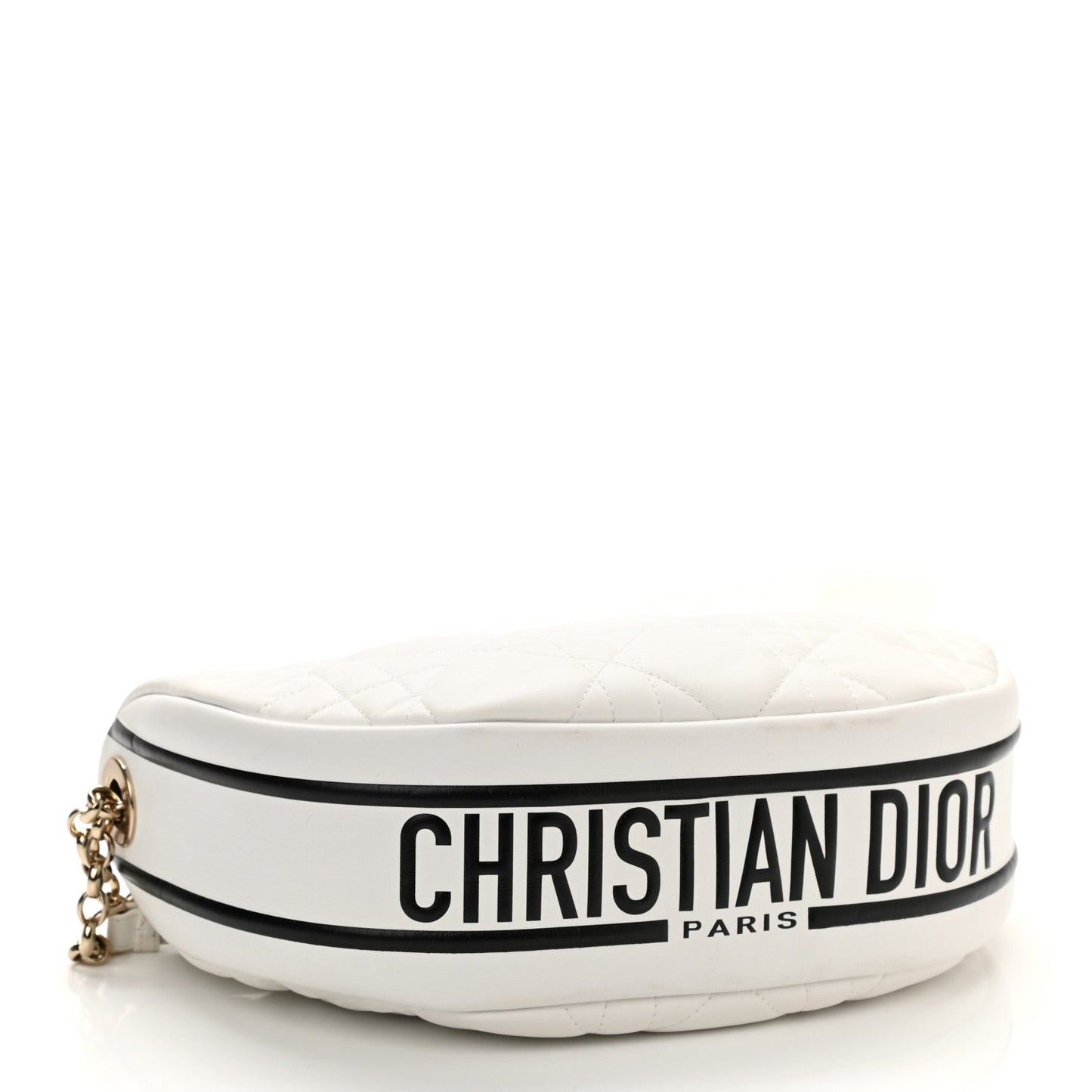 Cuero | Lambskin Cannage Medium Vibe Hobo Bag White