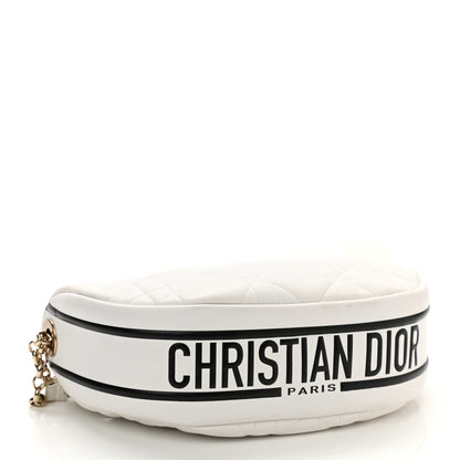 Cuero | Lambskin Cannage Medium Vibe Hobo Bag White