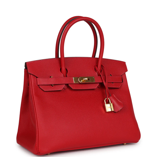 Cuero | Birkin Red Leather Gold Hardware