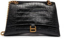 WOMEN'S CRUSH MEDIUM CHAIN BAG CROCODILE EMBOSSED IN BLACK