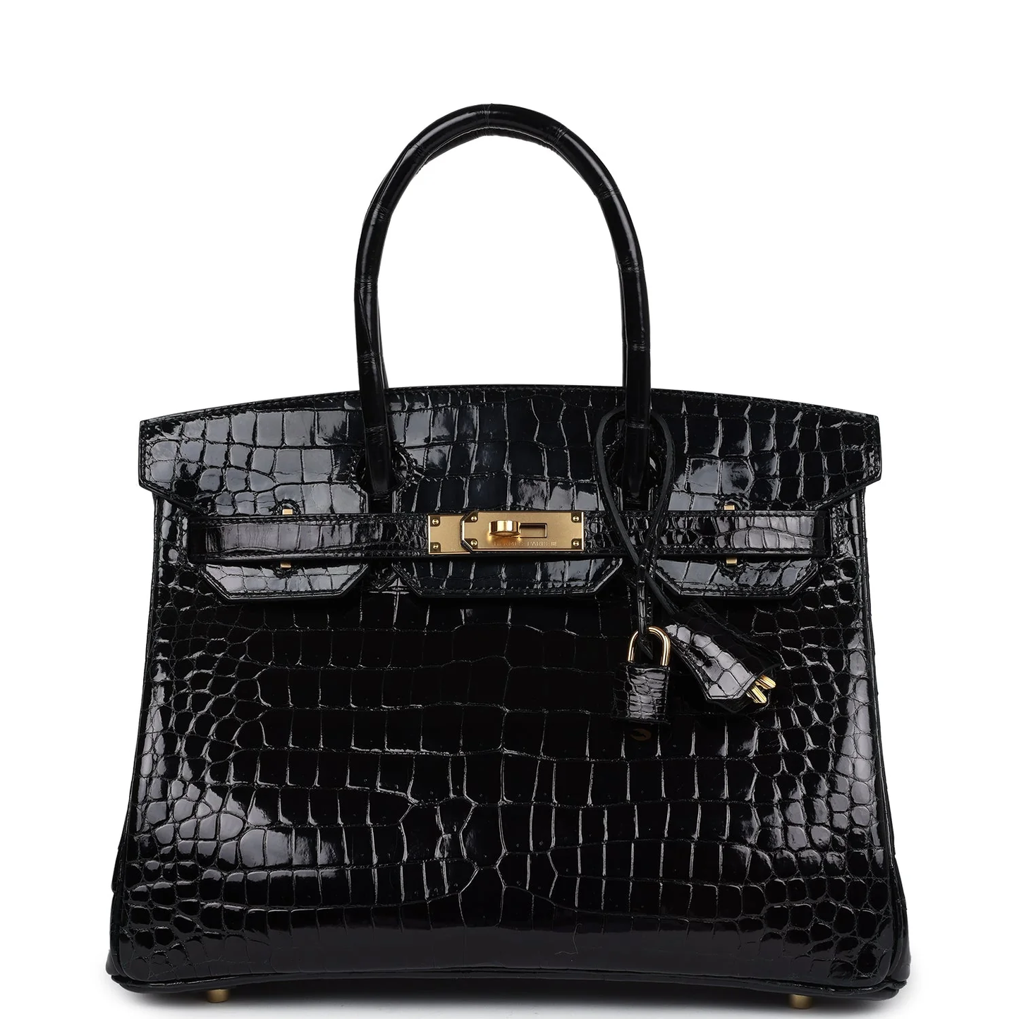 Cuero | Birkin Shiny Crocodile Gold Hardware Bag